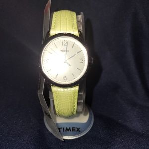 Women's green leather watch